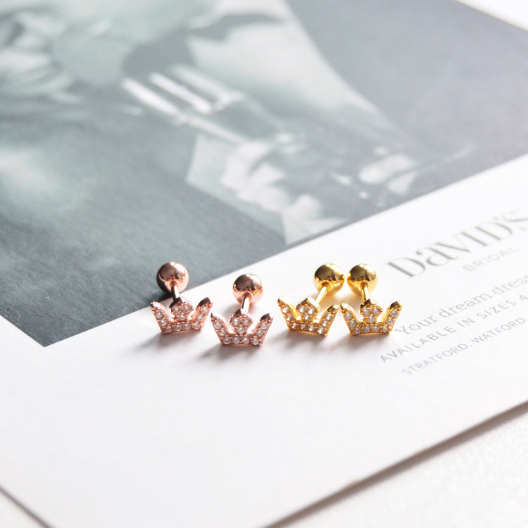 Monika Beauty Pageant Crown Zircon Stud Earrings