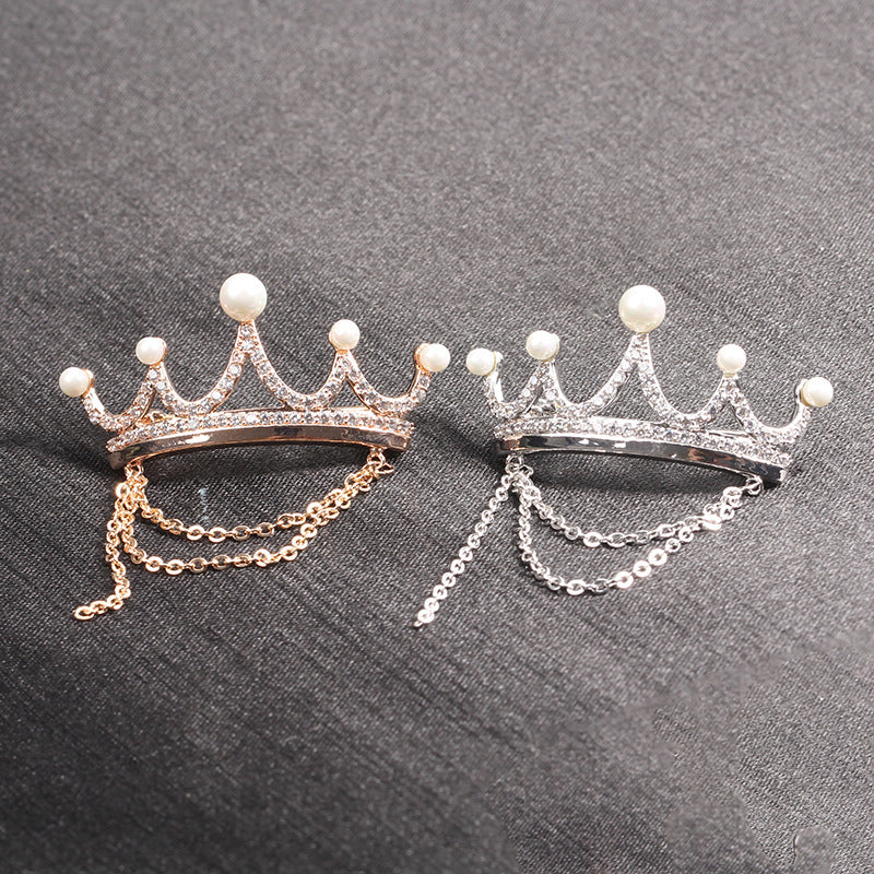 Monika Beauty Pageant Pearl gold and silver crown brooch