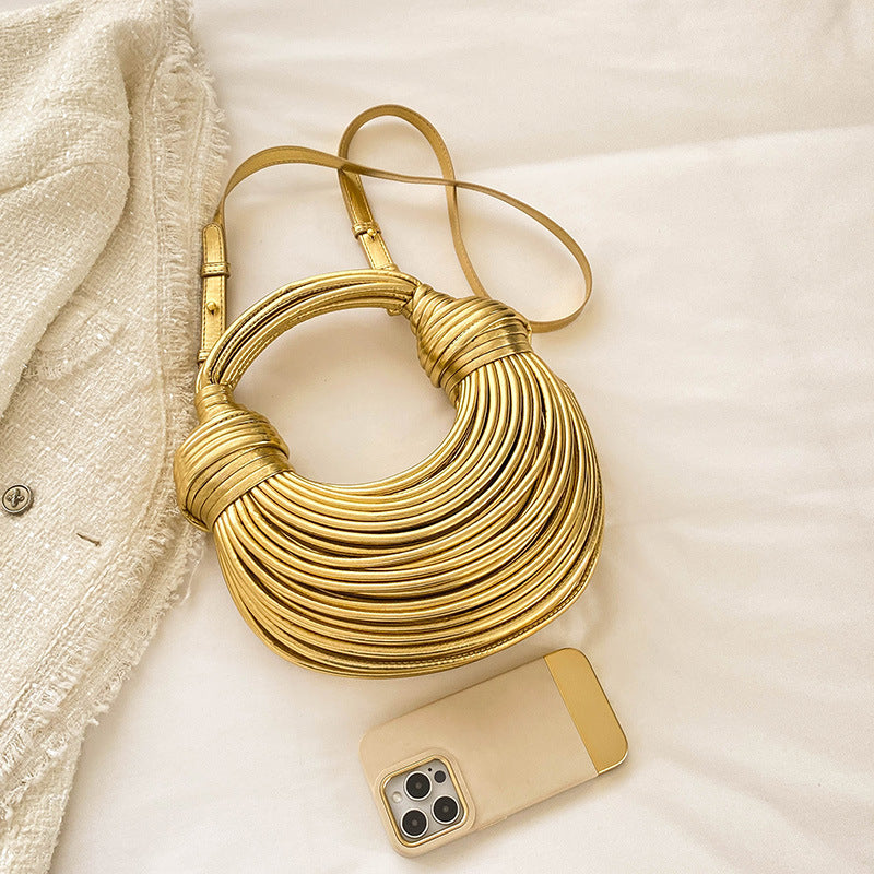 Monika Beauty Pageant Instafamous Metal Noodles Underarm Bag Fashion Shiny Surface