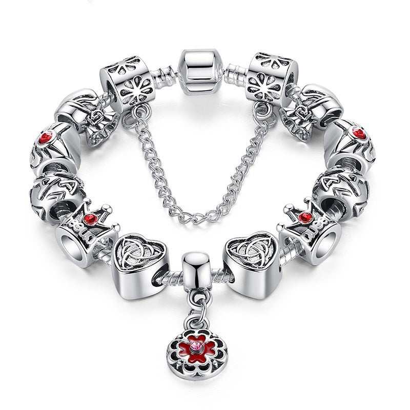 Monika Beauty Pageant Crown love alloy bracelet