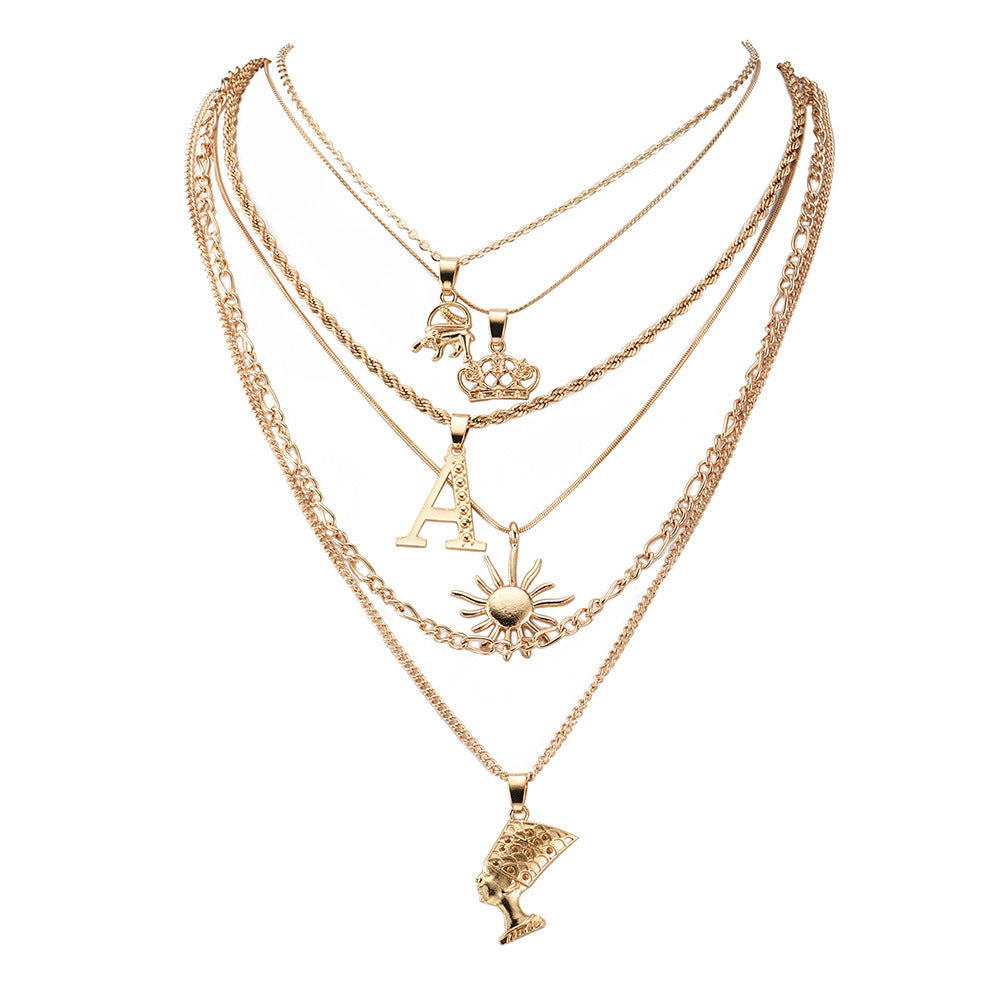 Monika Beauty Pageant Crown Sun Women's Necklace