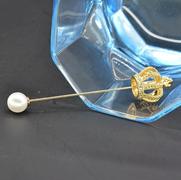 Monika Beauty Pageant Ladies Fashion One Word Pearl Crown Brooch