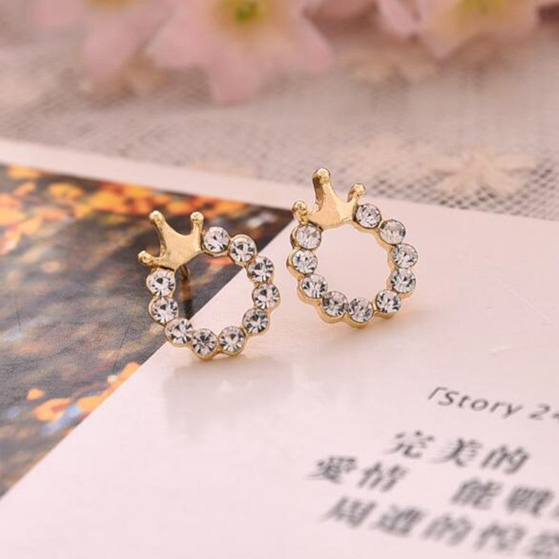 Monika Beauty Pageant Crown diamond stud earrings