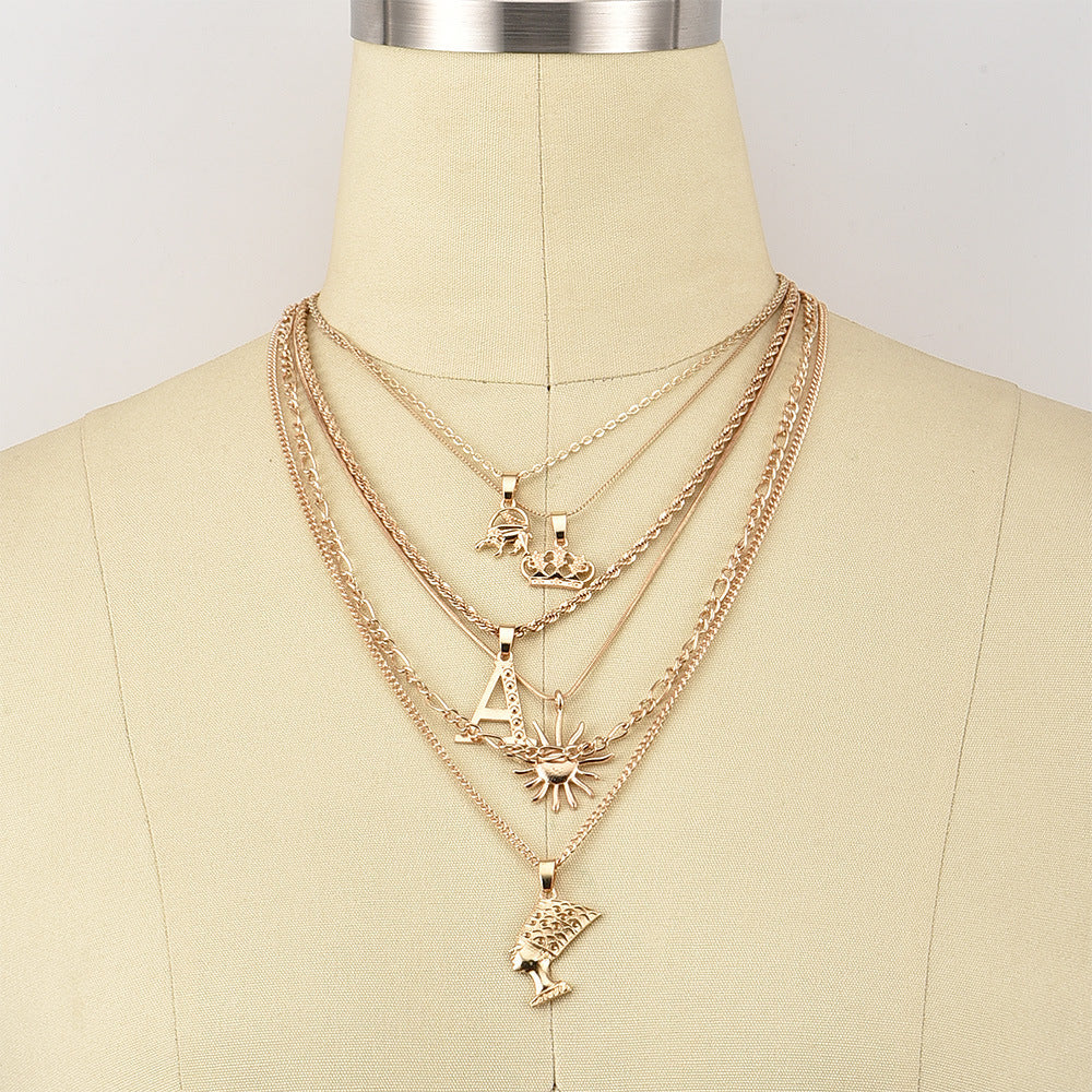 Monika Beauty Pageant Crown Sun Women's Necklace