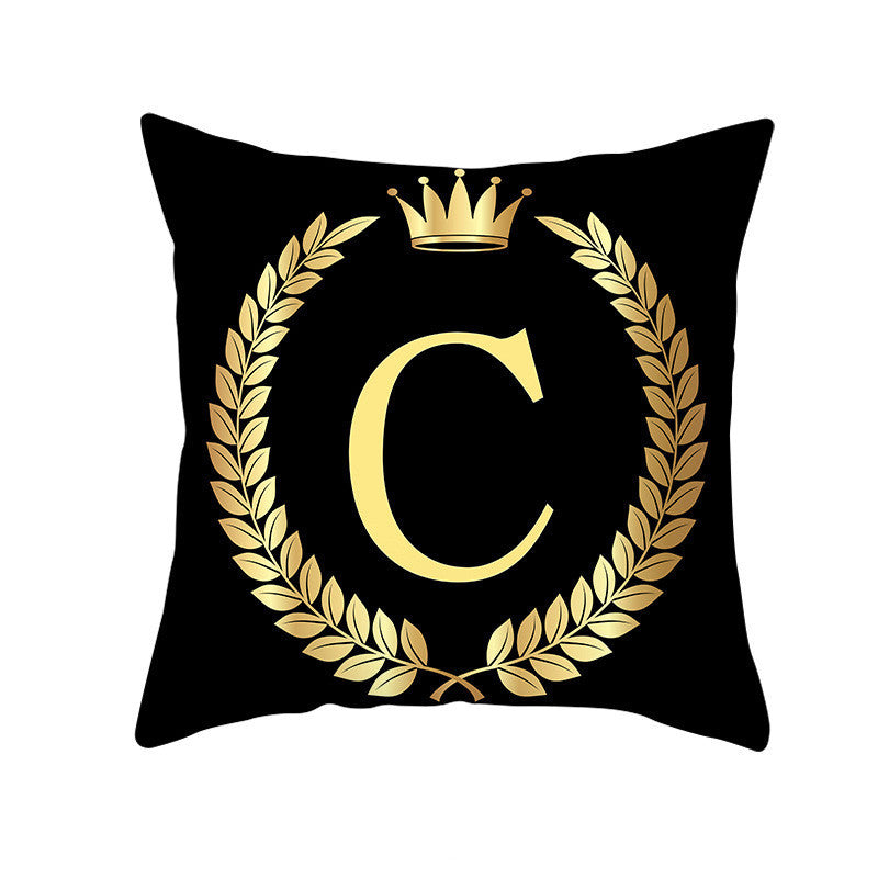 Monika Beauty Pageant Black Gold Letter Peach Skin Pillowcase Crown Sofa Cushion Cover Customization