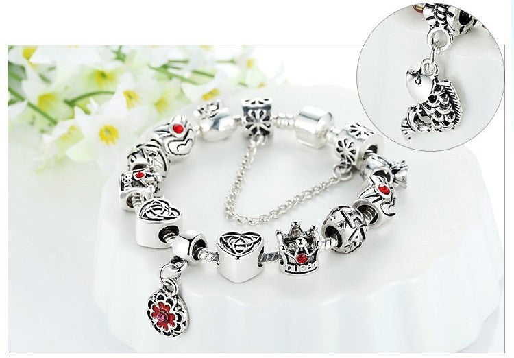 Monika Beauty Pageant Crown love alloy bracelet