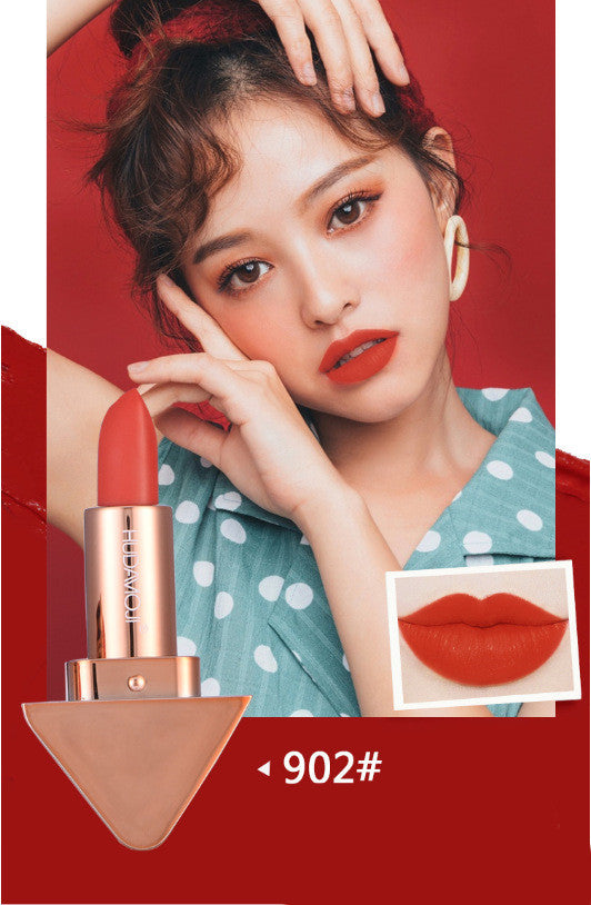 Monika Beauty Pageant Fashion Gold Mouth Matte Lipstick Makeup Velvet Red Lip Gloss Waterproof Longlasting Korean Cosmetic