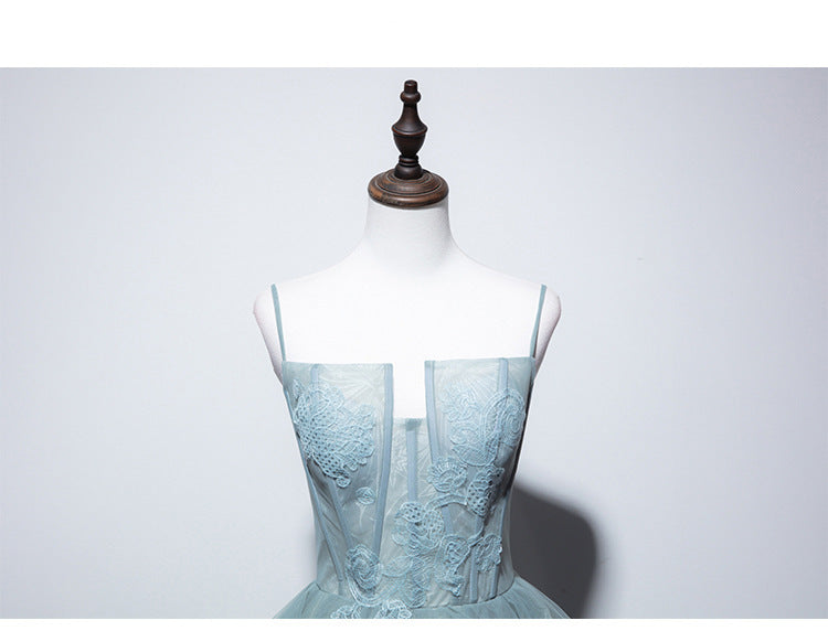 Monika Beauty Pageant Grey Green Suspender Bra Evening Dress For Women