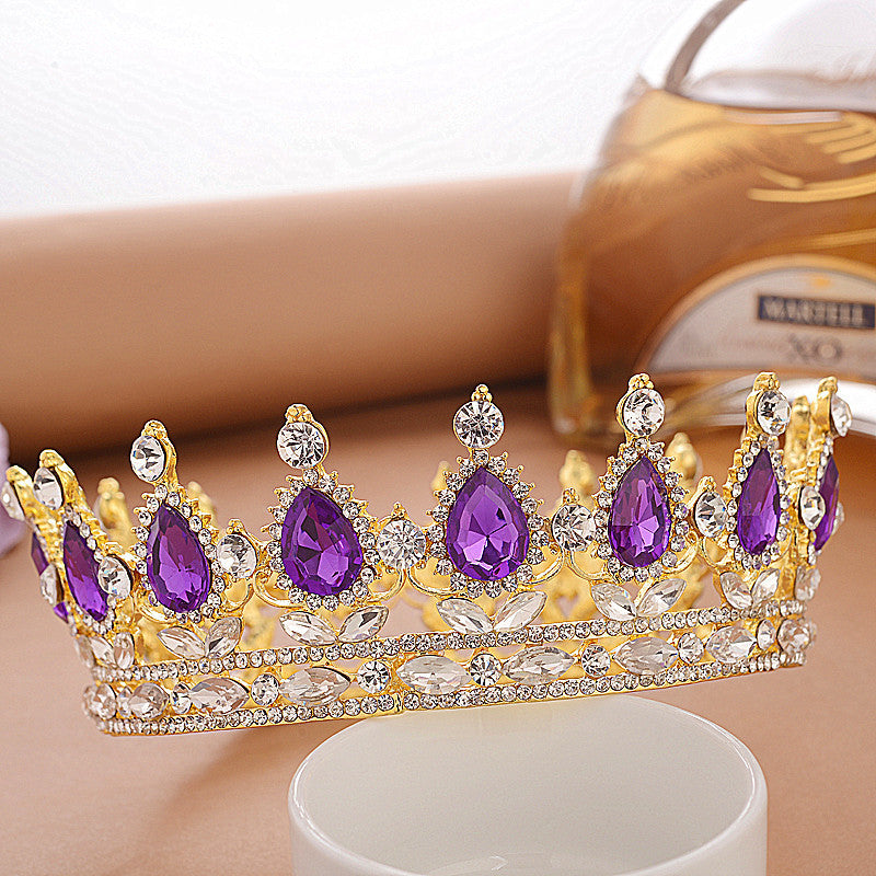 Monika Beauty Pageant Full Crown Bridal Tiara Crown Wedding Diadem Bridal Round Crown