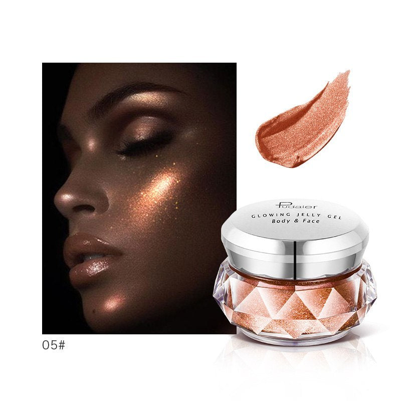Monika Beauty Pageant Face Highlighter Jelly Gel Mermaid Eyeshadow Glow Body Glitter Festival Makeup Iluminador Gold Liquid Highlighter Bronzer