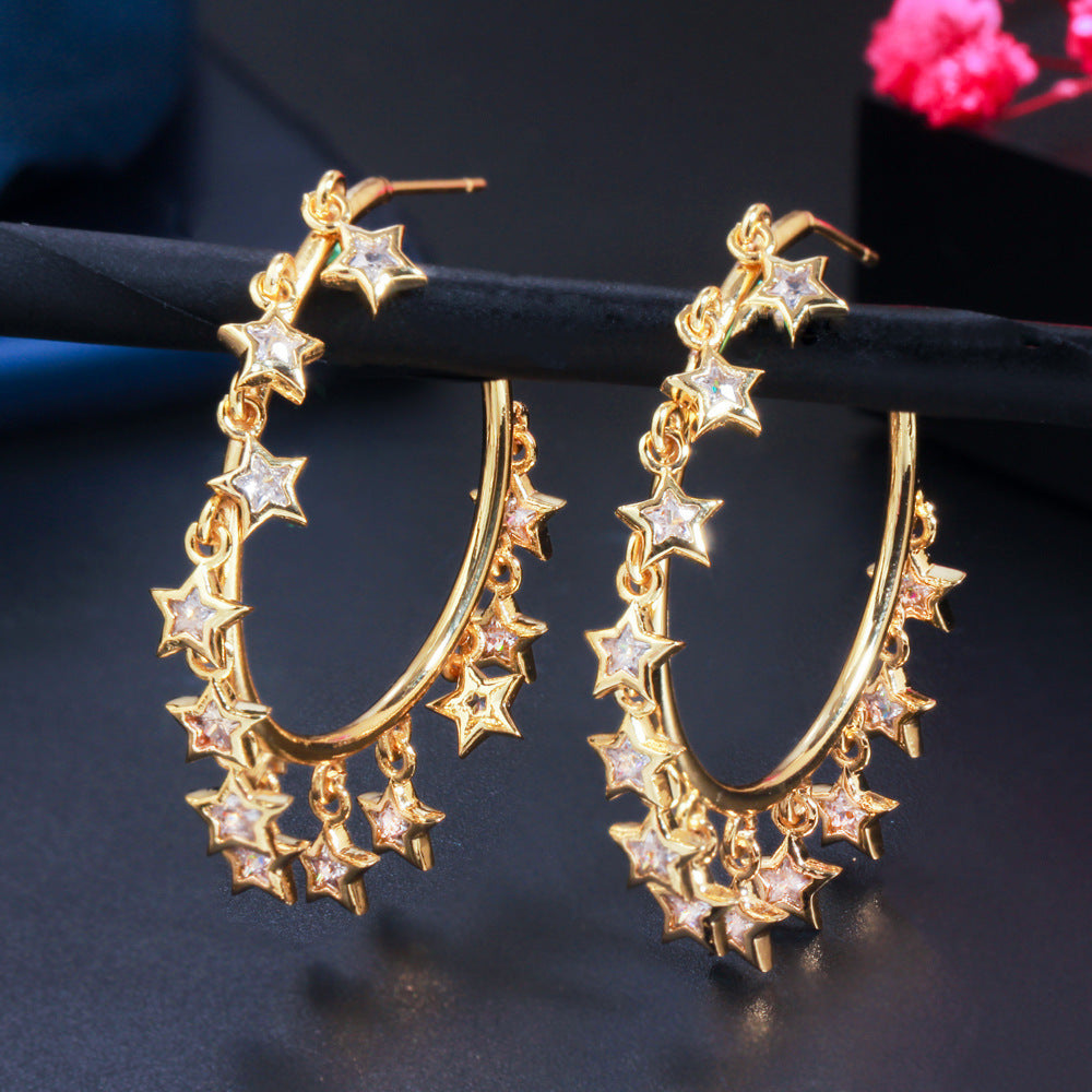 Monika Beauty Pageant Ladies Celebrity Tassel Hoop Earrings