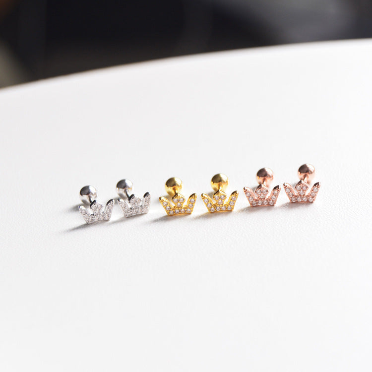 Monika Beauty Pageant Crown Zircon Stud Earrings