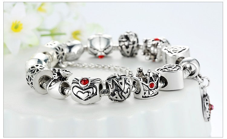 Monika Beauty Pageant Crown love alloy bracelet