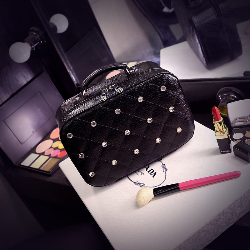 Monika Beauty Pageant High-end Cosmetic Case With Diamond Cosmetic Bag PU Portable