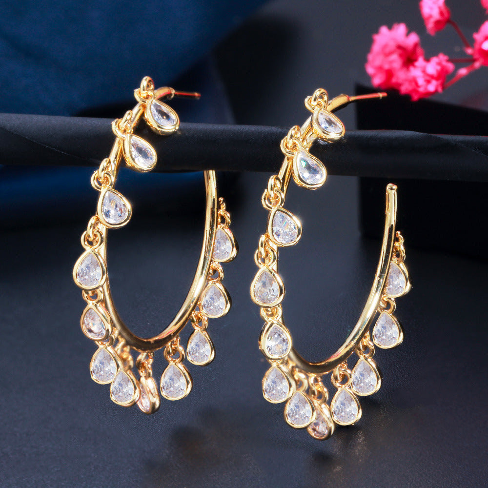 Monika Beauty Pageant Ladies Celebrity Tassel Hoop Earrings