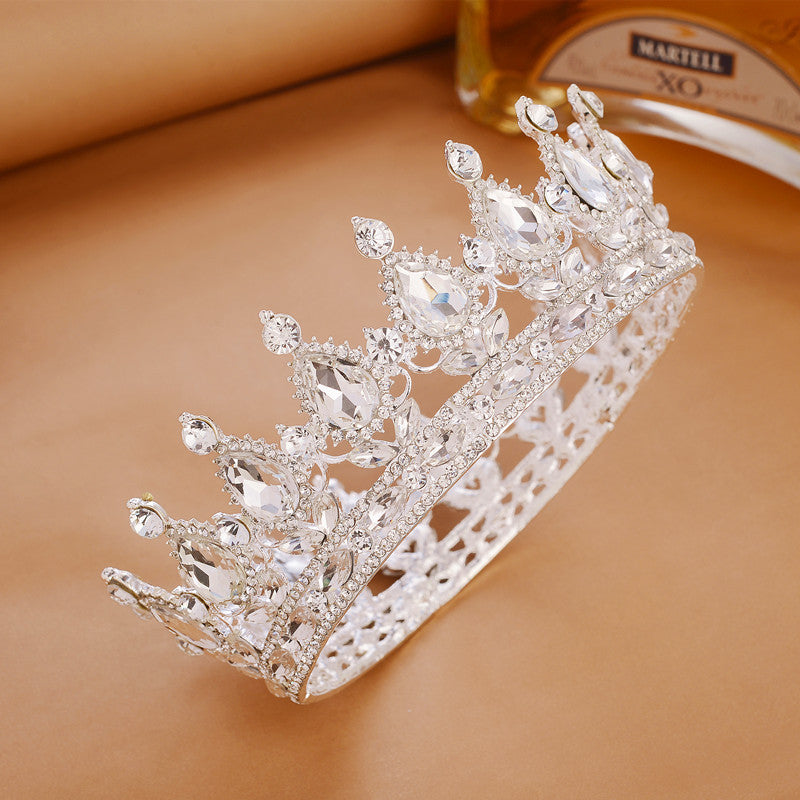 Monika Beauty Pageant Full Crown Bridal Tiara Crown Wedding Diadem Bridal Round Crown