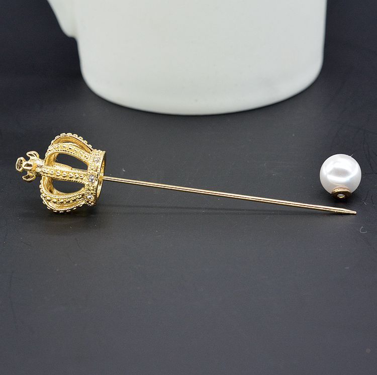 Monika Beauty Pageant Ladies Fashion One Word Pearl Crown Brooch