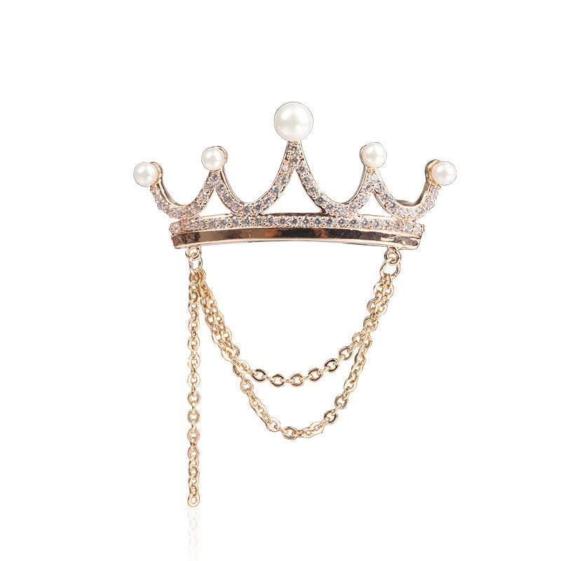 Monika Beauty Pageant Pearl gold and silver crown brooch