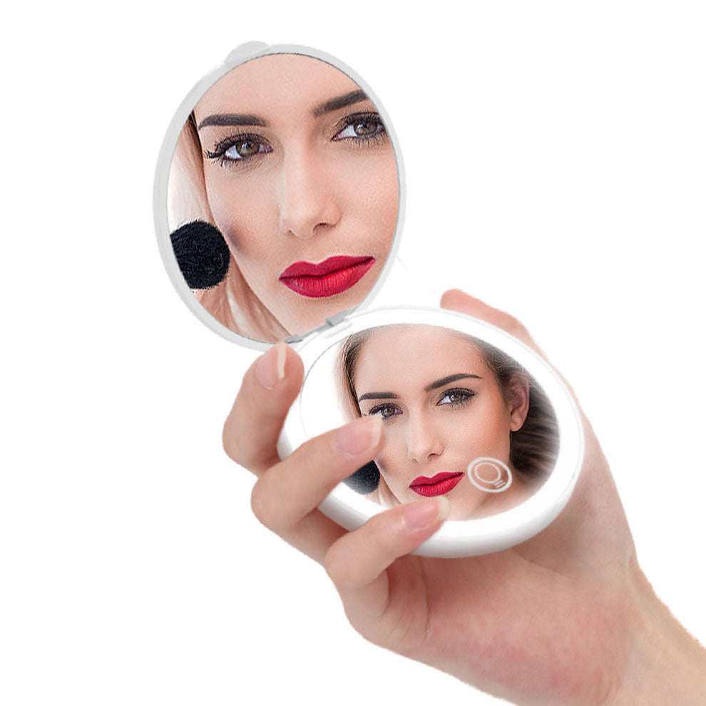 Monika Beauty Pageant Portable Folding Led Luminous With 2X Amplification Rechargeable Portable Led Make-up Mirror