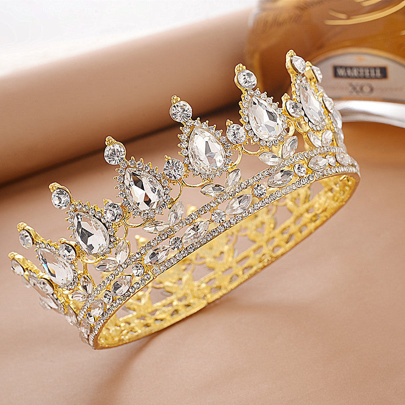 Monika Beauty Pageant Full Crown Bridal Tiara Crown Wedding Diadem Bridal Round Crown
