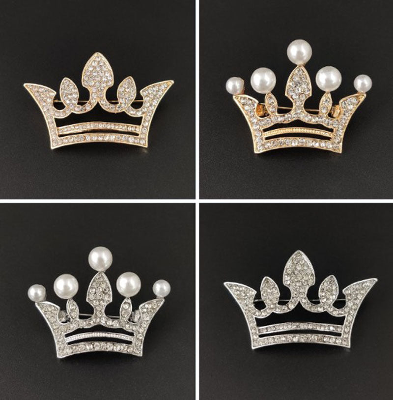 Monika Beauty Pageant Fashionable Elegant Luxury Micro Inlaid Zircon Crown Brooch Open Collar Shirt Businese Suit Accessories Corsage