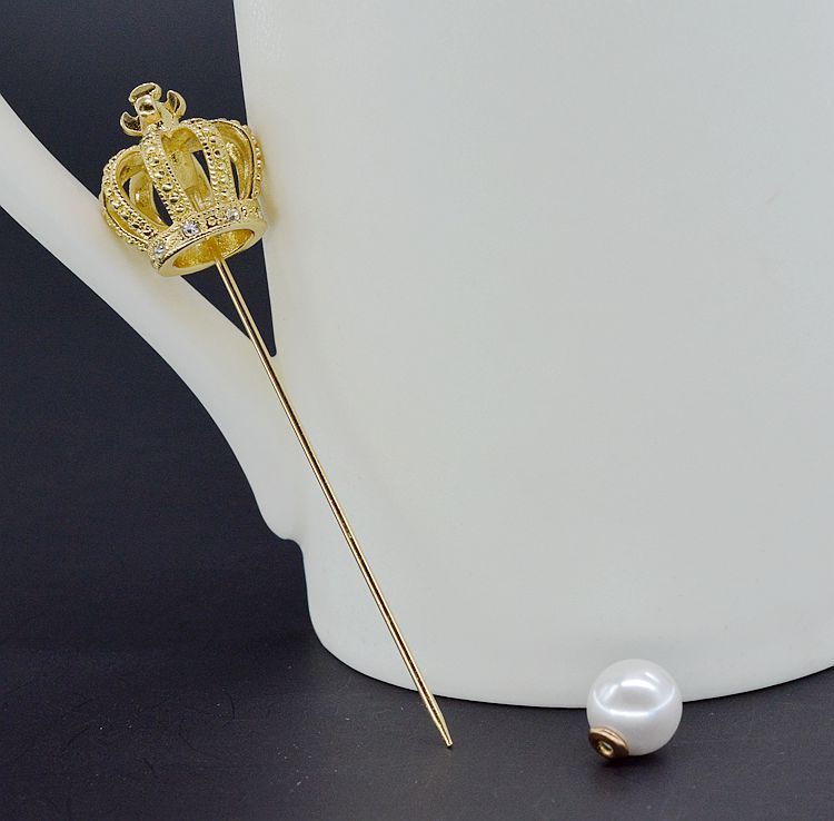 Monika Beauty Pageant Ladies Fashion One Word Pearl Crown Brooch