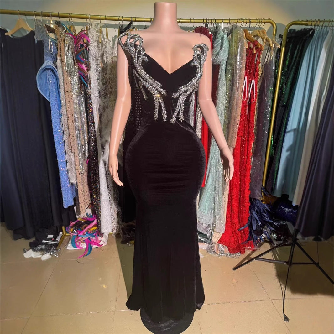 Monika Beauty Pageant Black Bandeau Slim-fit Skinny Long And Ground Dress