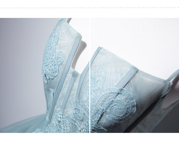 Monika Beauty Pageant Grey Green Suspender Bra Evening Dress For Women