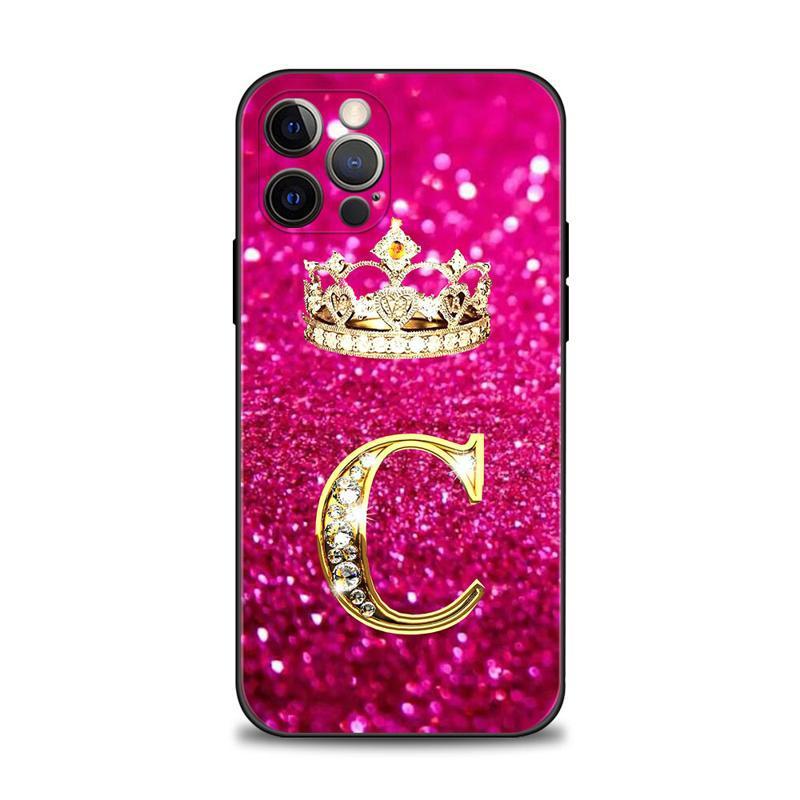 Monika Beauty Pageant Golden Diamond King Crown Letters Phone Case