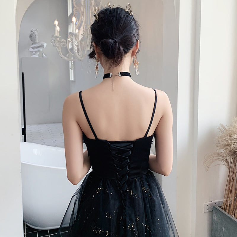 Monika Beauty Pageant Black Evening Dress Temperamental Minority High-end