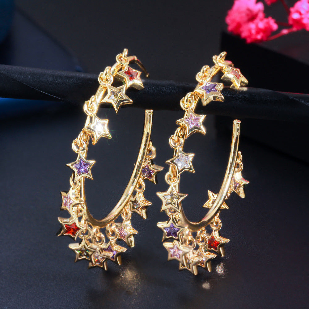 Monika Beauty Pageant Ladies Celebrity Tassel Hoop Earrings