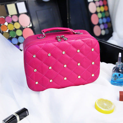Monika Beauty Pageant High-end Cosmetic Case With Diamond Cosmetic Bag PU Portable