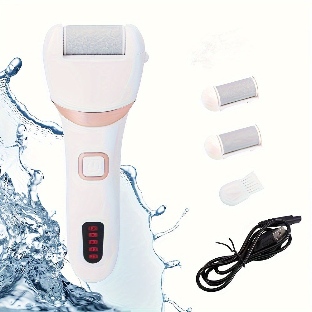 Monika Beauty Pageant Electric Foot Grinder And Callus Remover, Electric Foot Polisher, Rechargeable Foot Washing And Pedicure Kit, Suitable For Cracked Heels And Dead Skin, With 3 Roller Heads