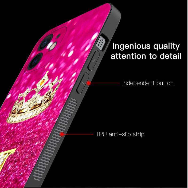 Monika Beauty Pageant Golden Diamond King Crown Letters Phone Case