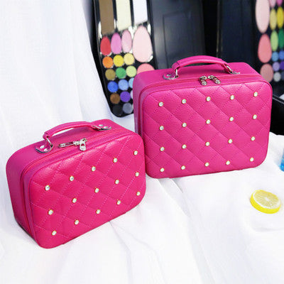 Monika Beauty Pageant High-end Cosmetic Case With Diamond Cosmetic Bag PU Portable