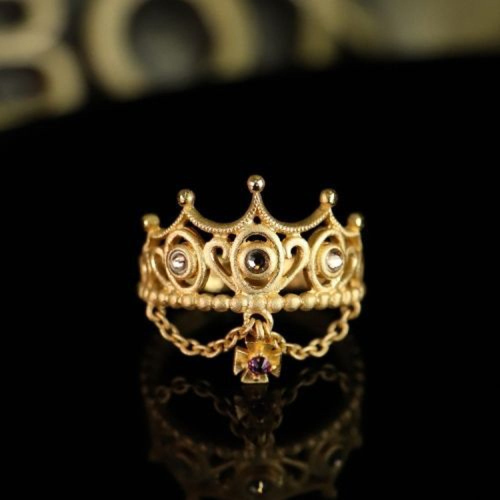 Monika Beauty Pageant Fashion Retro Crown Tassel Ring