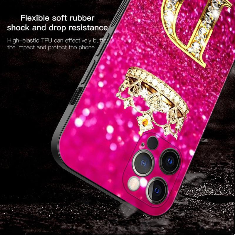 Monika Beauty Pageant Golden Diamond King Crown Letters Phone Case