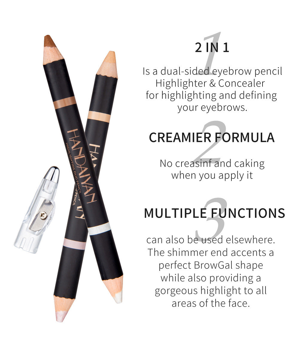 Monika Beauty Pageant Tattoo Eyebrow 2 In 1 Double Head Eyebrow Pencil And Highlight Waterproof Lasting Eyes Black Brown Eye Brow Tint