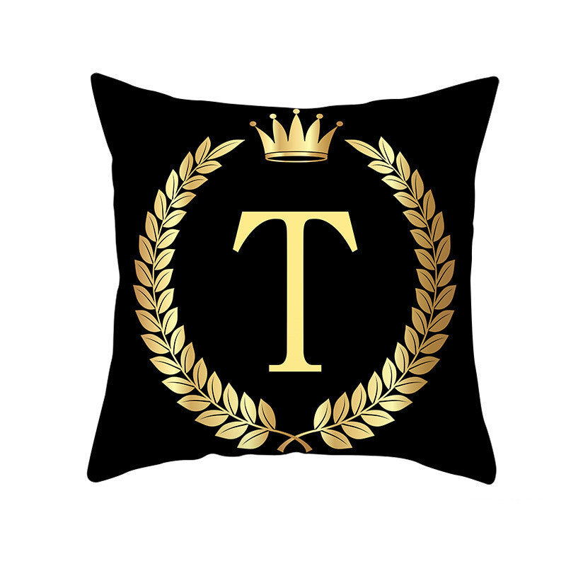 Monika Beauty Pageant Black Gold Letter Peach Skin Pillowcase Crown Sofa Cushion Cover Customization
