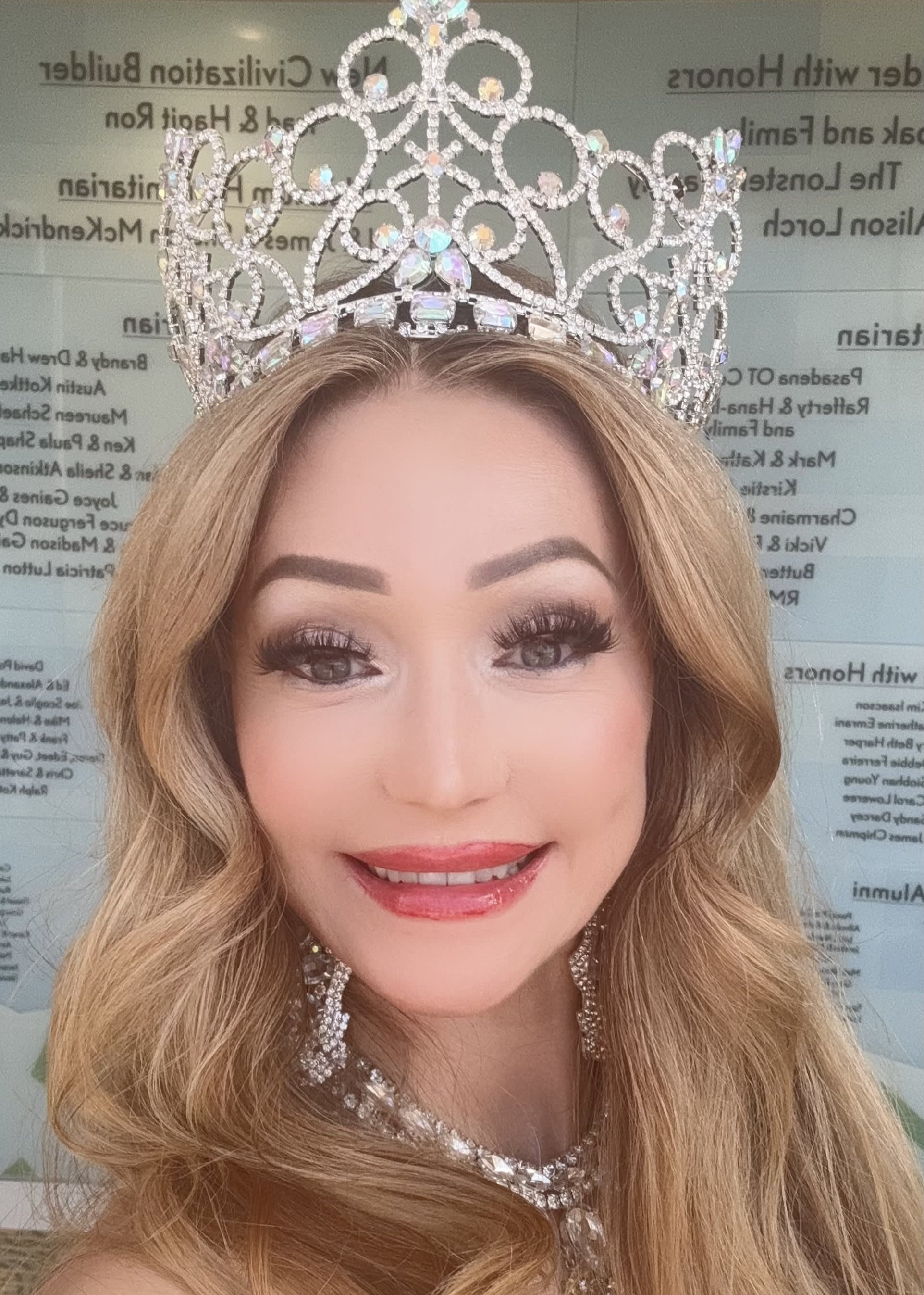 Monika Beauty Pageant Golden Full Round Crown Red Crystal Beauty Pageant