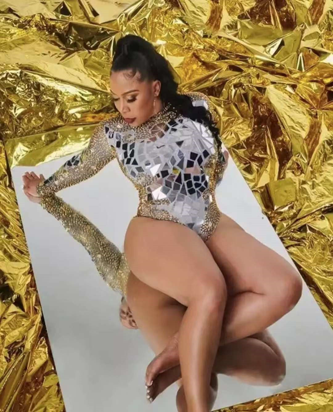 Monika Beauty Pageant Custom Rhinestones Bodysuit