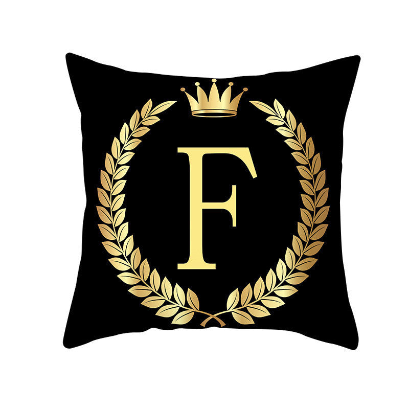 Monika Beauty Pageant Black Gold Letter Peach Skin Pillowcase Crown Sofa Cushion Cover Customization