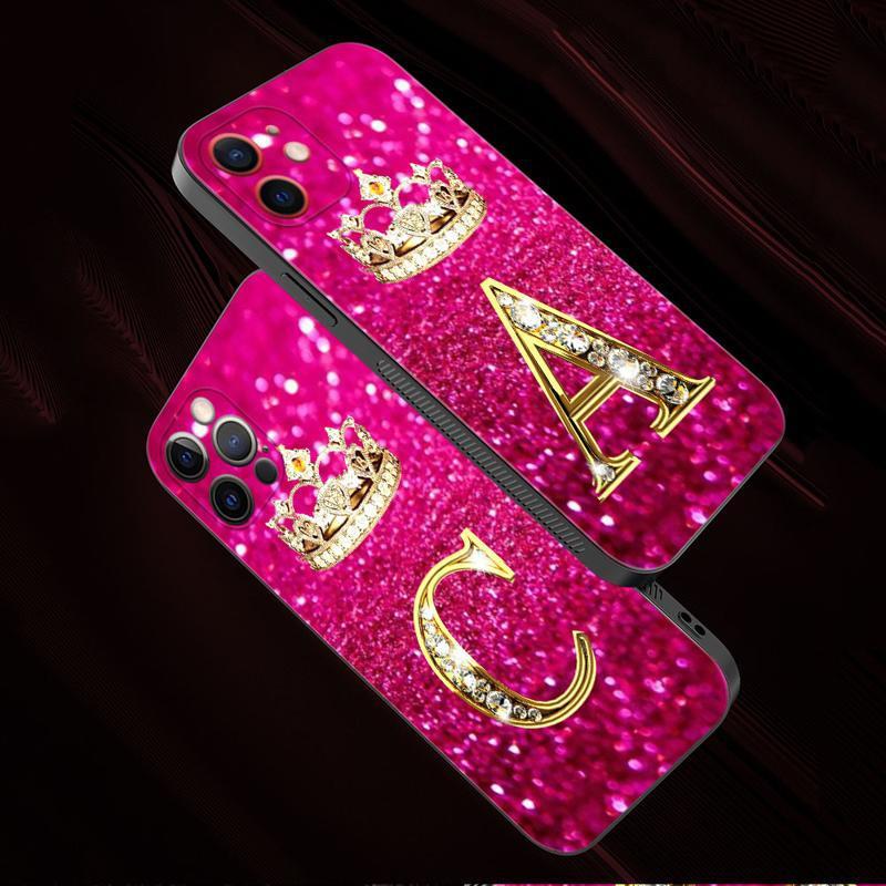 Monika Beauty Pageant Golden Diamond King Crown Letters Phone Case