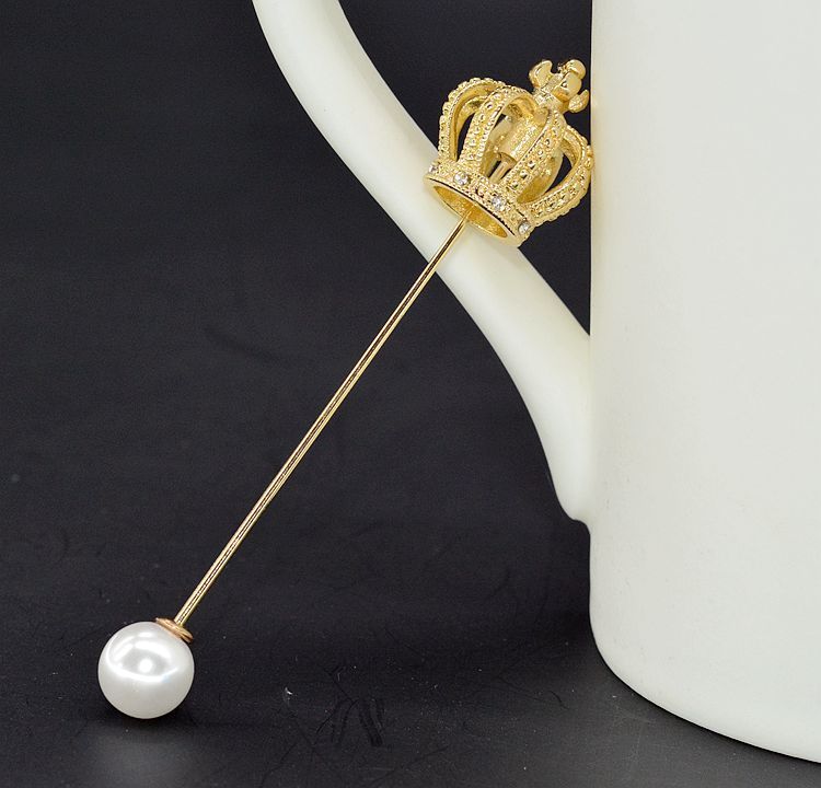 Monika Beauty Pageant Ladies Fashion One Word Pearl Crown Brooch