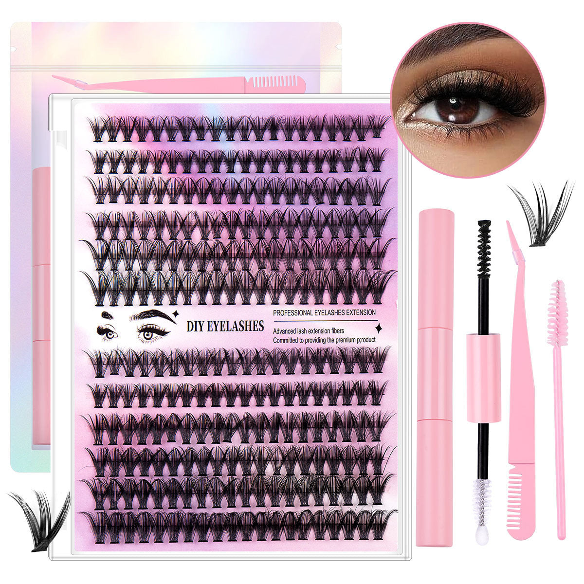 Monika Beauty Pageant 12 Rows Of 30D Plus 40D Clusters Of 240 Segmented Lashes Set